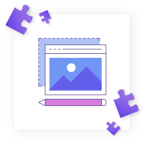 Bild einer Standard Image Vorlagen Vorschau mit einem Stift und  Puzzel Teilen