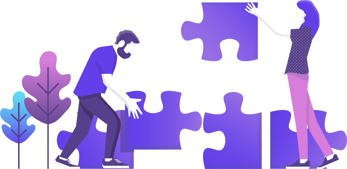 Bild von zwei Menschen mit Puzzel Teilen