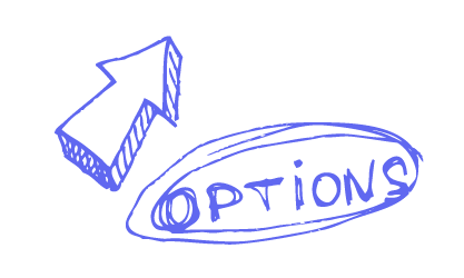 Handzeichnung mit einem Pfeil und dem Schriftzug Options