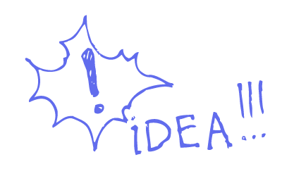Handzeichnung mit dem Schriftzug Idea und Ausrufezeichen